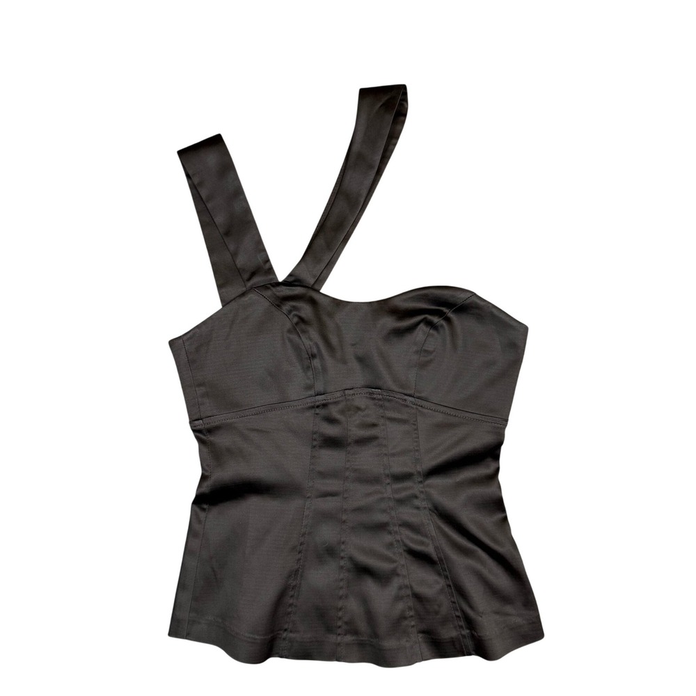 Cue Brown Satin One Shoulder Corset Top‎ Made in Australia Size 8